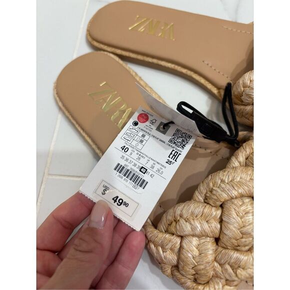 NWT Zara raffia woven flats - Picture 3 of 3